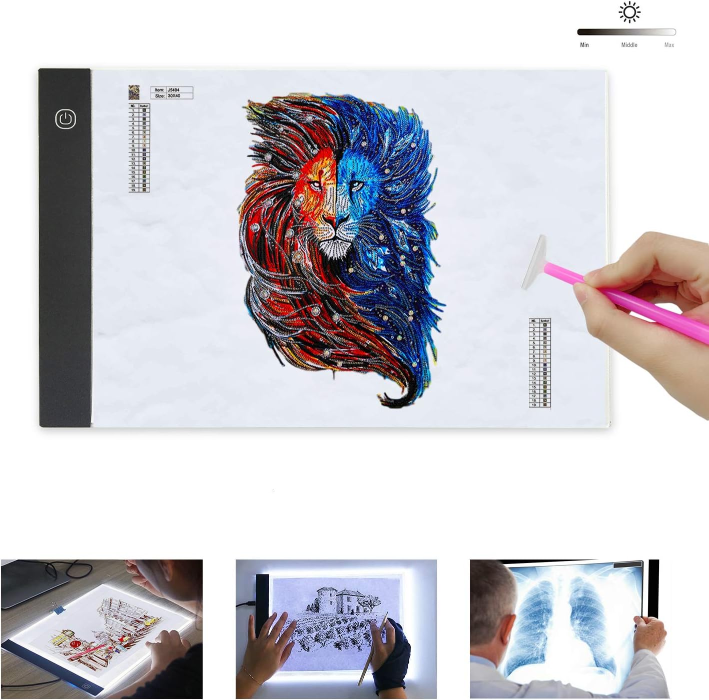 Lumsburry 5D Diamond Painting Advanced Kits, Tools Set with A4 LED Light Box, DIY Tools Sticky Pens, Trays, Taps Accessories for Diamond Painting