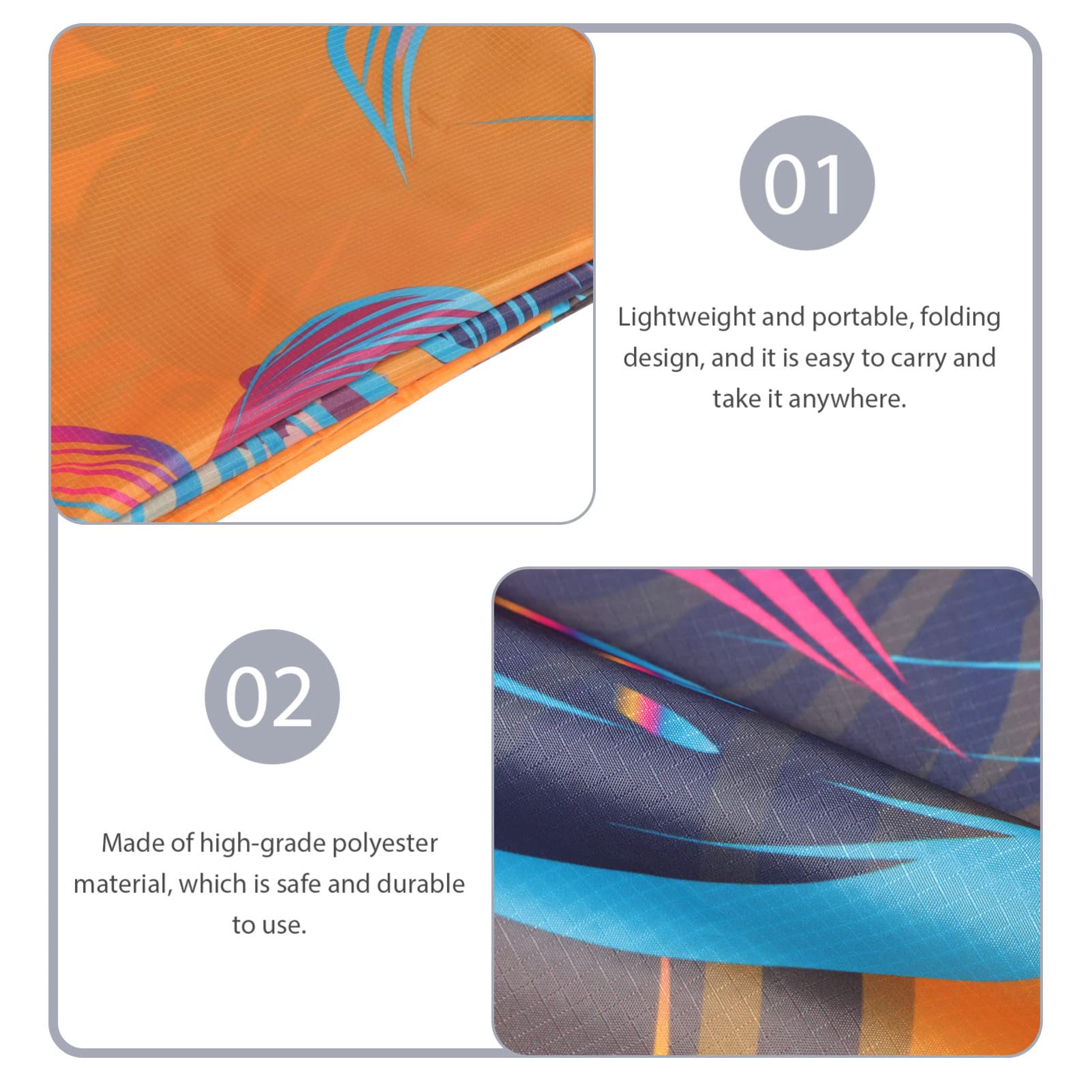 BESPORTBLE 2pièces Tapis De Plage Imperméable Natte De Pique- Pratique Et Légère pour Camping Et Activités Extérieures