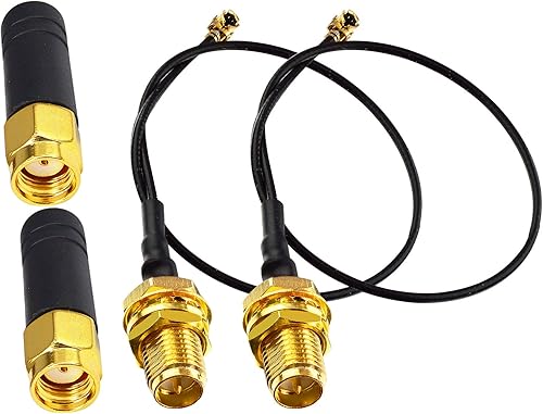 Miniatura 5 de onelinkmore Antena de red inalámbrica 2.4G WiFi Antena para antena FPV TX con cable hembra RP-SMA dipolo látigo FPV PC Antena Pack de 2