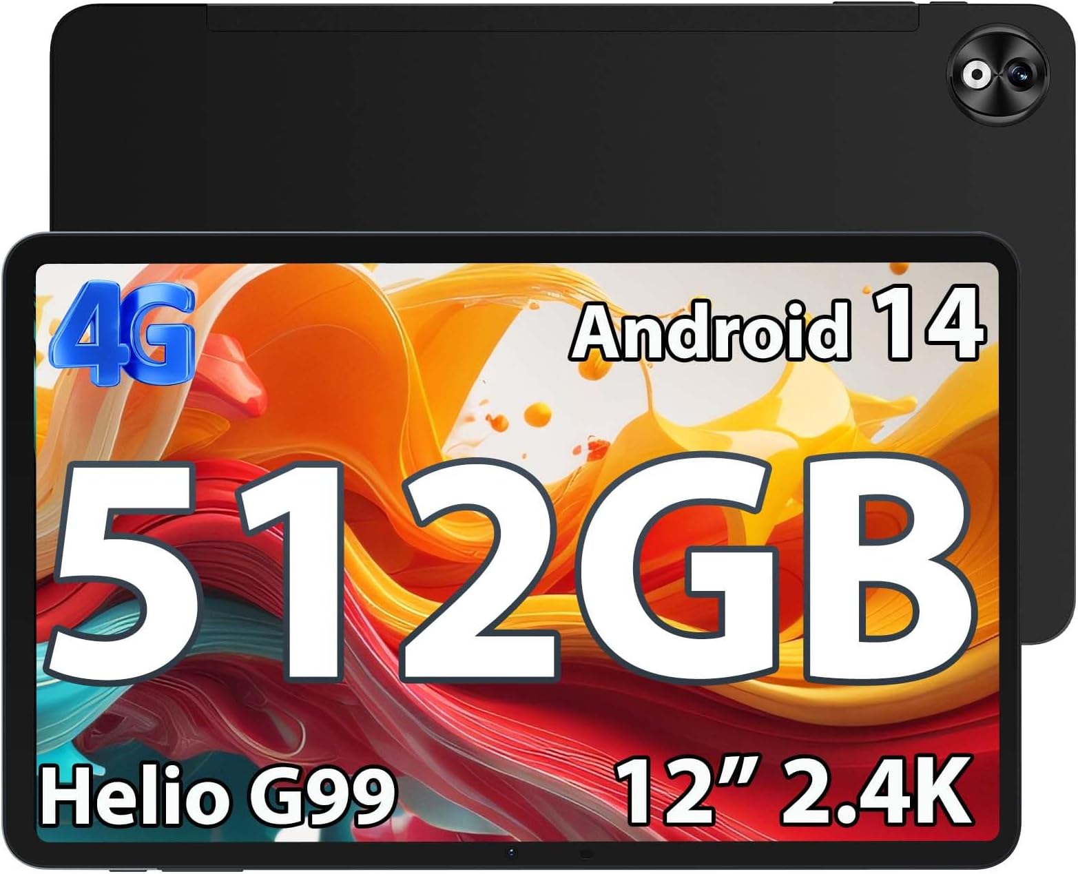 DOOGEE T40 PRO 12 Inch Android 14 Tablet,2.4K Gaming Tablet With Helio G99,20GB RAM 512GB ROM (2TB TF), 7.6mm Slim Tablets, 10800mAh,Dual SIM 4G,2.4G&5G WiFi/Face Unlock/BT5.0/GPS/OTG, Black - View #8