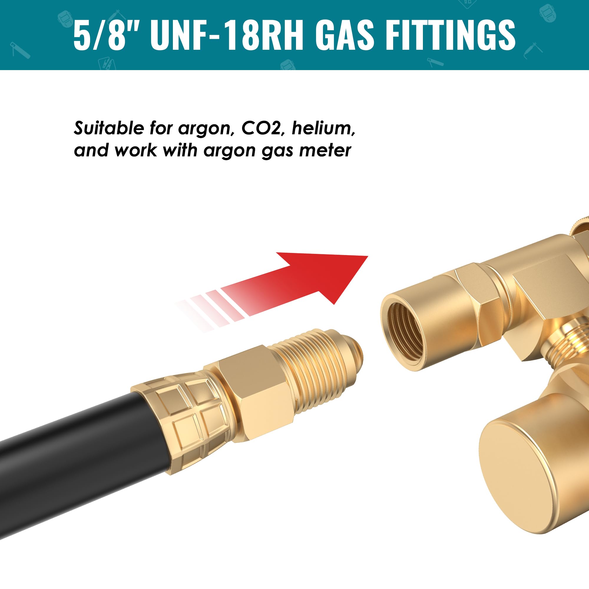 Adaptateur Tuyau Gaz Inerte 5/8 UNF-18RH Pour Soudage MIG/TIG - Compatible CO2 Et Argon, Raccord Régulateur