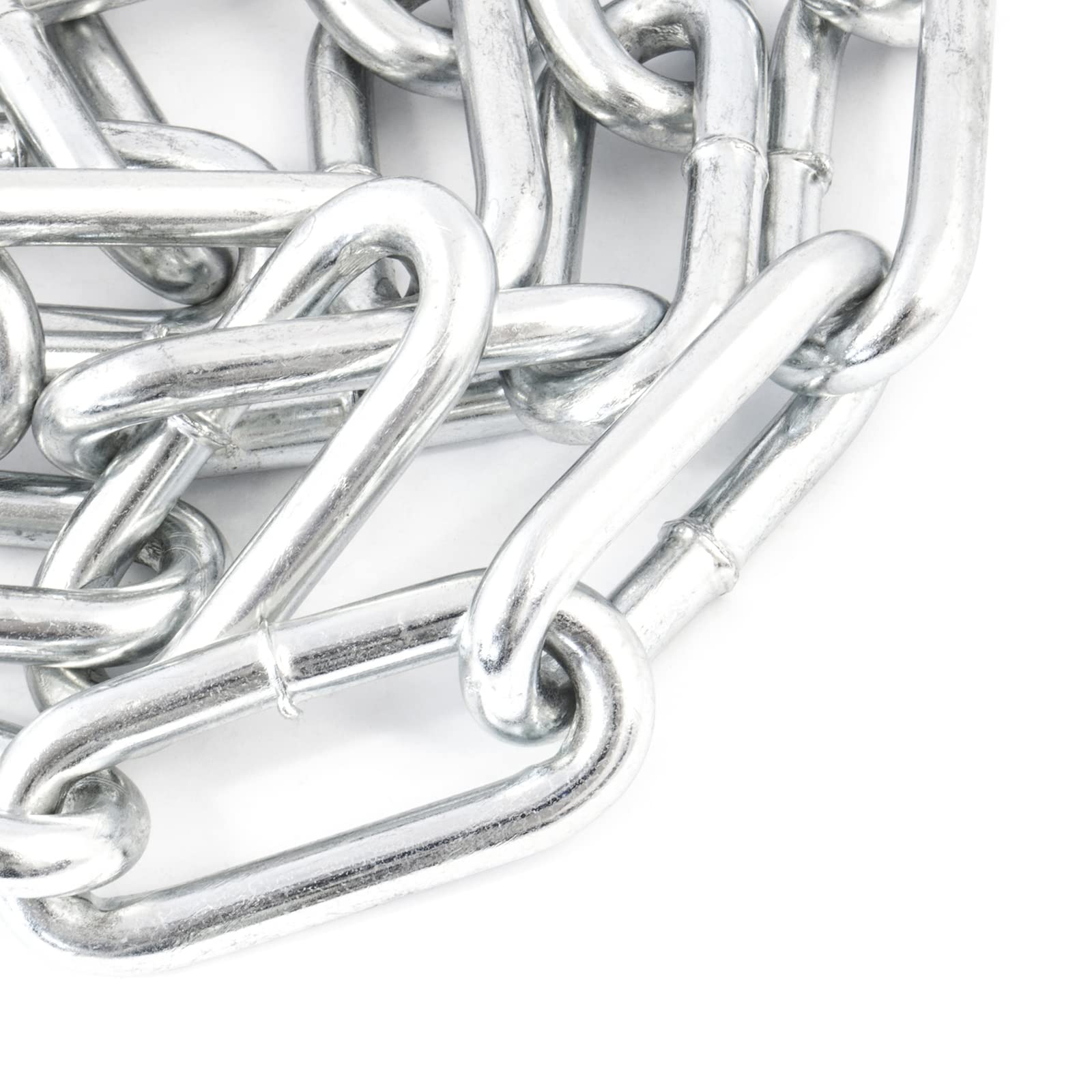 DQPP Cadena de acero C15 | DIN 5685 | 5 mm | galvanizada | 20 m | eslabón largo | cadena de eslabones | por metros | cadena de barrera, metal, cadena de acero redondo | cadena de metal | cadena de