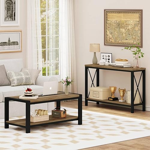 Miniatura 7 de BON AUGURE Mesa de entrada de granja, mesa consola de sofá detrás del sofá para sala de estar, mesas de pasillo industriales para entrada, puerta