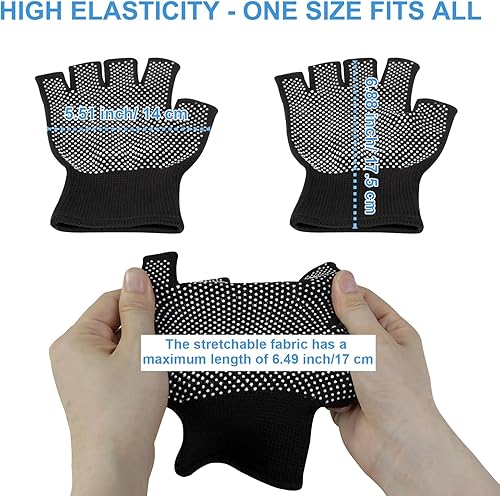 Miniatura 7 de Fingerless Workout Gloves for Men and Women, Black Half-Finger Work Gloves, Fitness Exercise Gloves for Yoga, Weight Lifting, Cycling, Gym, Running,
