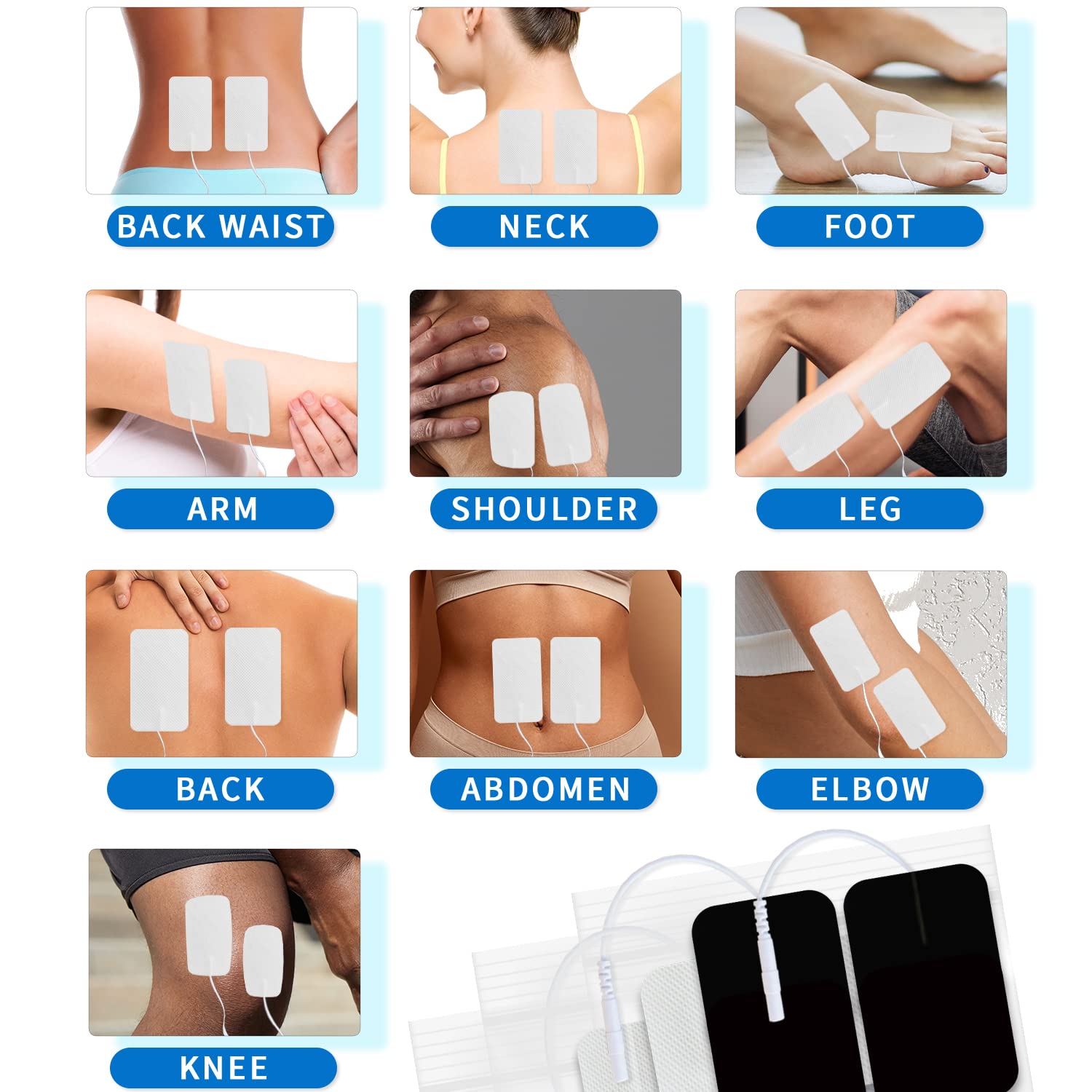 TENS Unit Replacement Pads, 48 PCS Premium Thickened Reusable Self-Adhesive Electrode Pads for EMS Muscle Stimulator Massager, 2"x4" - 48 Pcs image 3