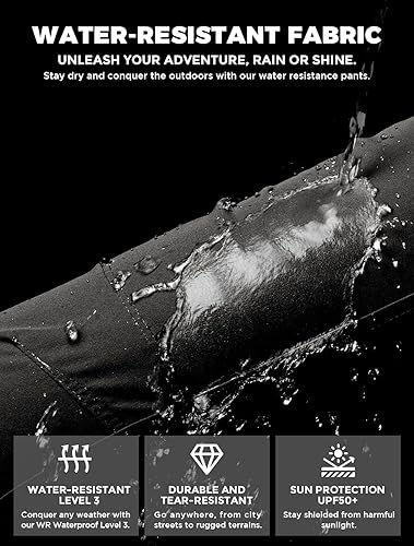 Miniatura 4 de Wespornow Hiking Travel Pants for Men Lightweight Water-Resistant Quick Dry Outdoor Pants for Fishing Camping