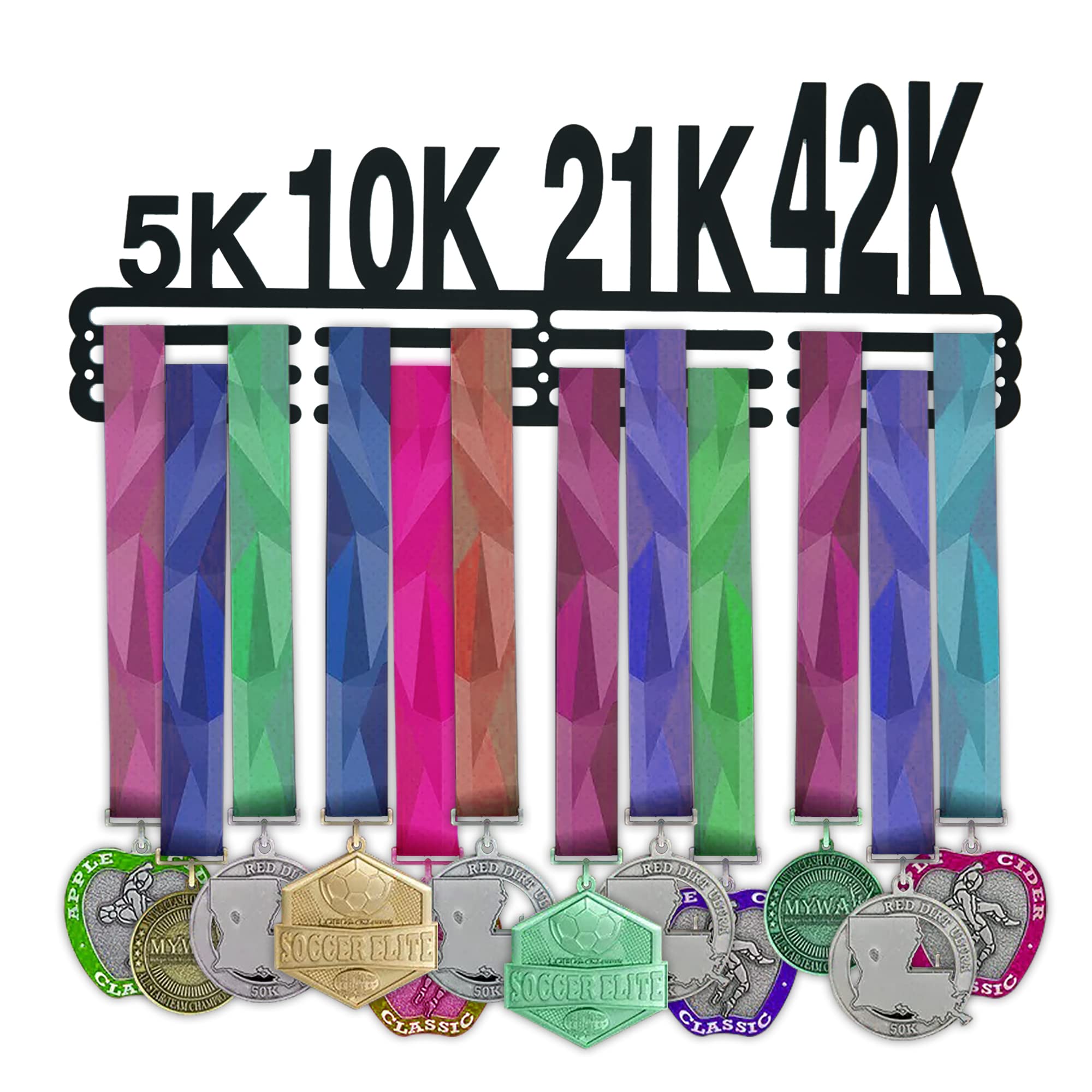 Espositore Medaglie Da Parete Per Maratone E Corse - Porta Medaglie Sportive In Metallo Nero 45x16 Cm