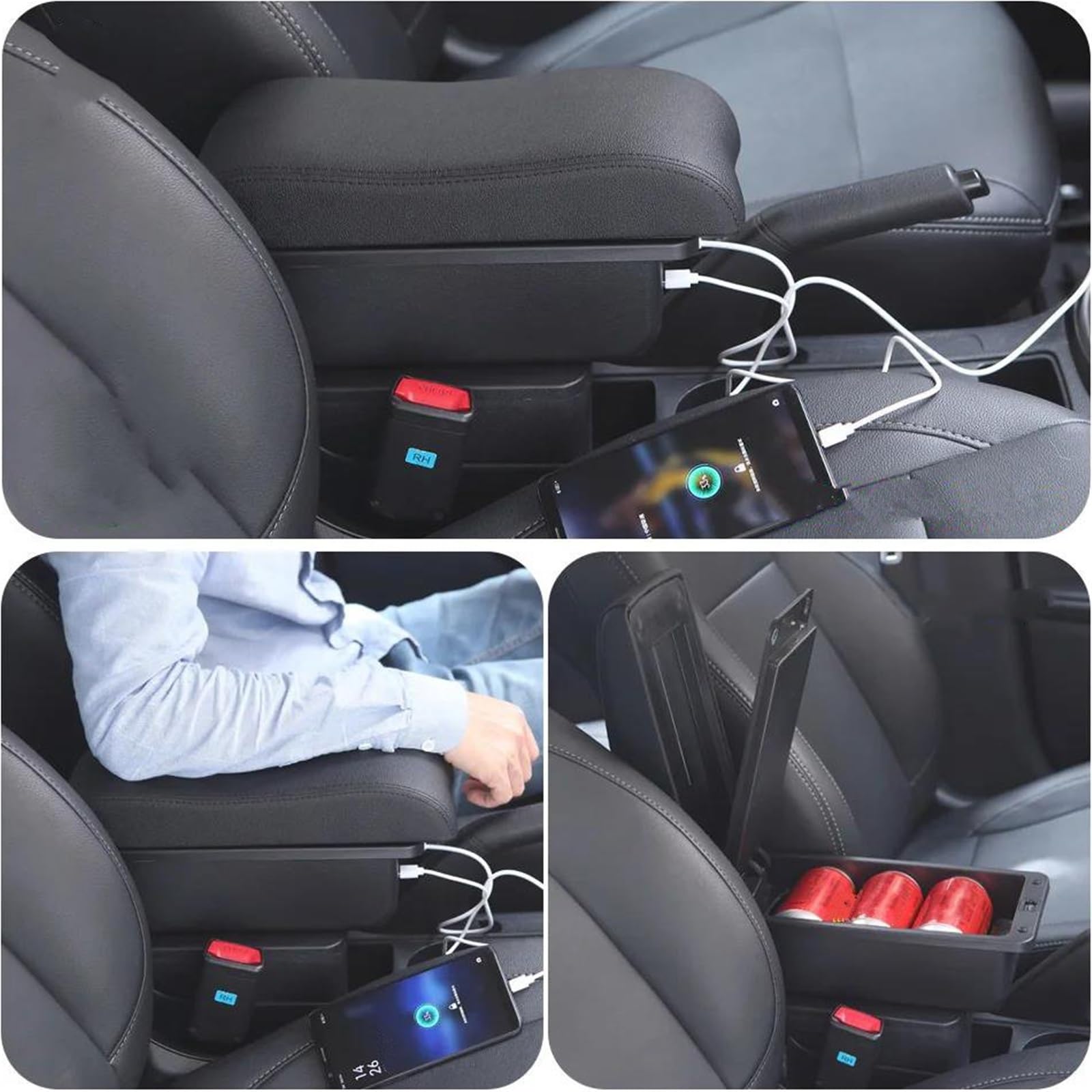 Pour Citroën C2 C3 Console Centrale De Voiture Boîte Rangement Accoudoir Porte-gobelet Modification Accessoires(Type E)