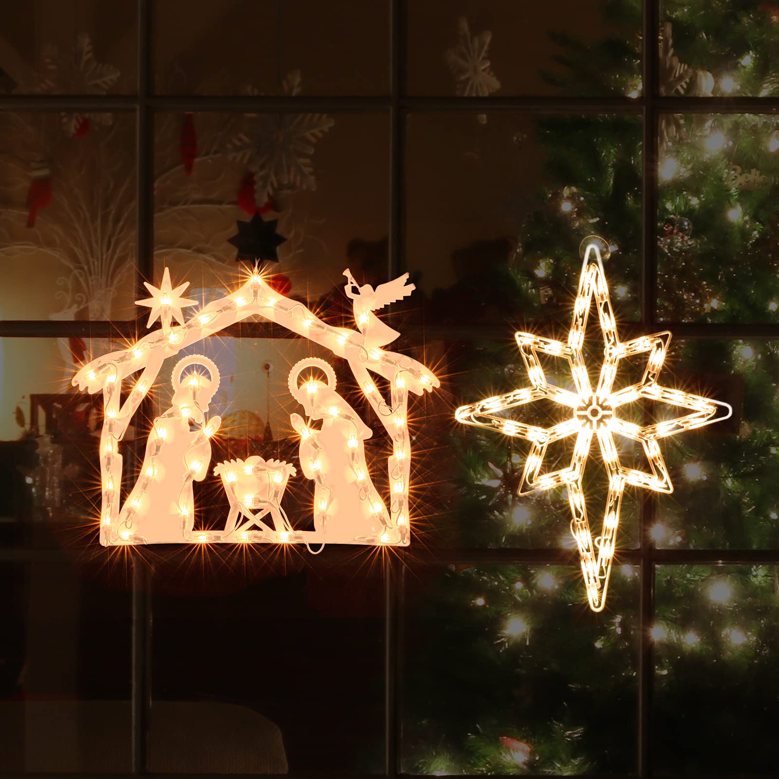 Amazon.co.jp: GLOWNOVA 50L19インチ 2個パック クリスマスウィンドウ