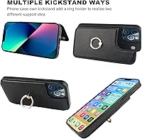 Vista 5 de ONETOP Funda tipo cartera para iPhone 13 Pro Max con soporte para tarjetas, anillo de rotación de 360°, función atril, bloqueo RFID, piel sintética