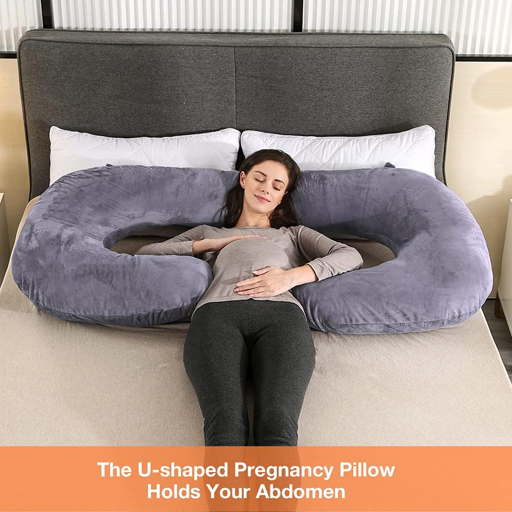 Chilling Home Pregnancy Pillows for Sleeping, C Shaped Body Pillow Pregnant Pillows for Sleeping Full Body Pillow, Maternity Pillows for Sleeping 55 inch Pregnancy Body Pillow with Velvet Cover : Baby