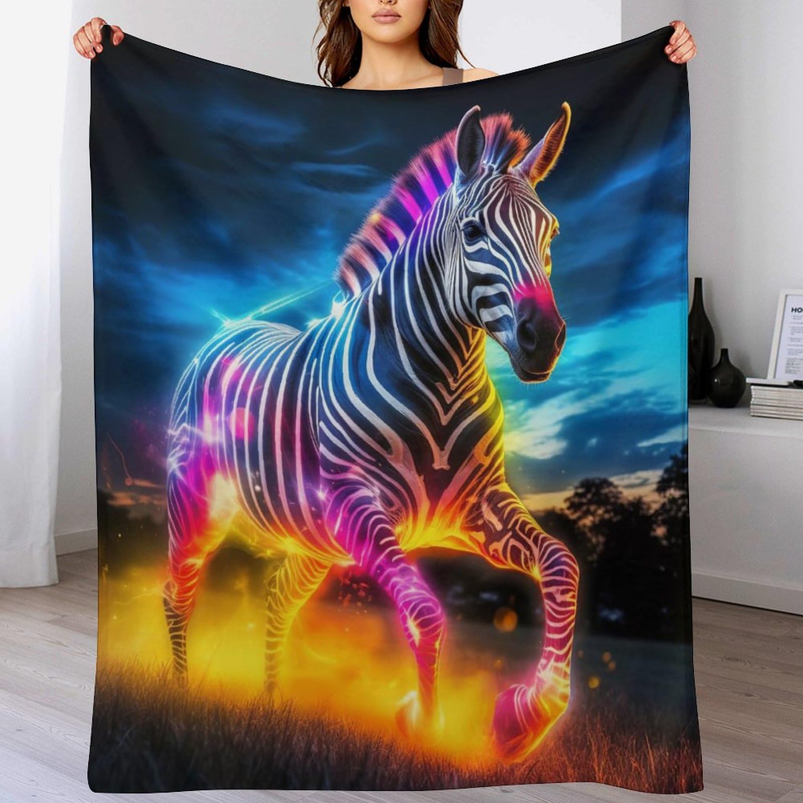 Couverture super douce et moelleuse motif zèbre 140x180cm