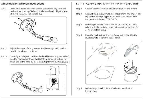 Miniatura 2 de Arkon Soporte GPS para coche Garmin nuvi 40 50 200 2013 24x5 25x5 serie GPS parabrisas succión montaje con cuello de cisne flexible