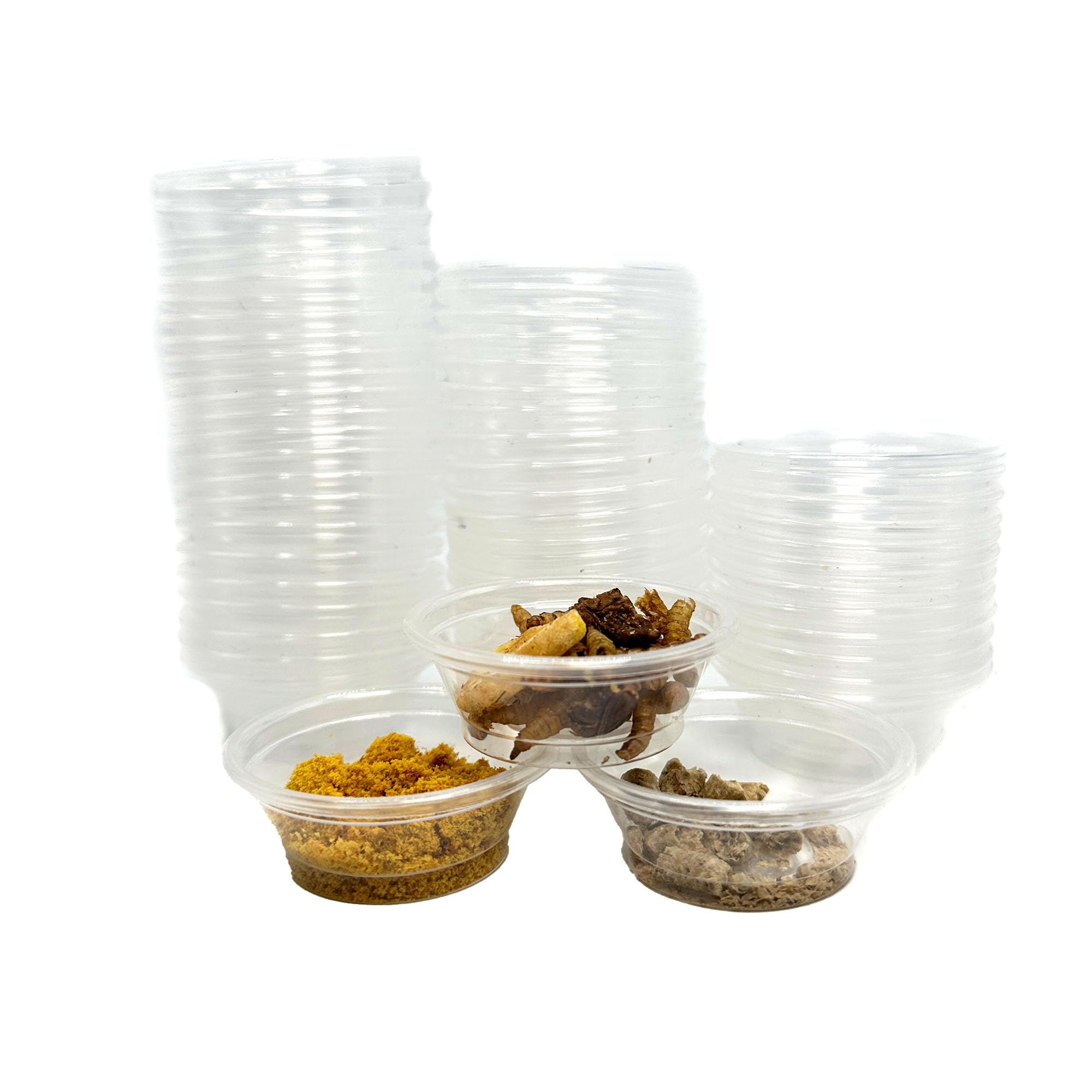 CTWPets500 Pack Small Gecko Food and Water Cups, 0.5 oz, Plastic Reptile Feeding Dishes for Lizard, Crested Gecko, Small Pets (Clear)