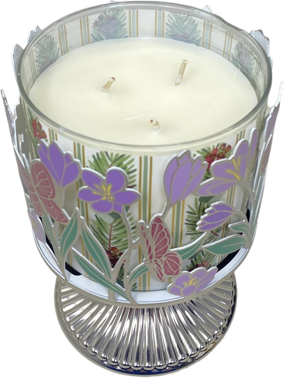 Bath and Body Works - Butterfly 3-Wick Candle Holder with a Natural Oats Sample Soap - Candle Sold Separately