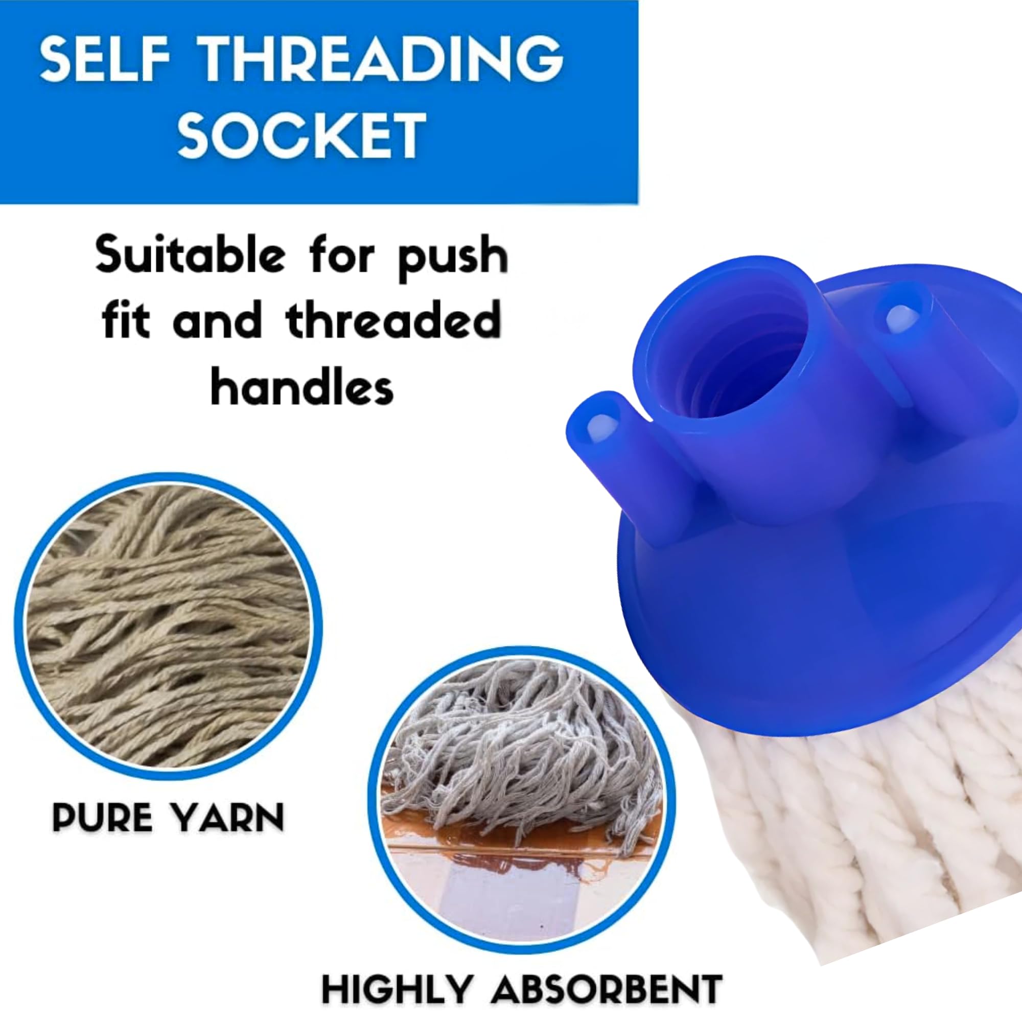 SK COOKWARE – Mop Head Replacement - Pack Of 2 Blue Screw In