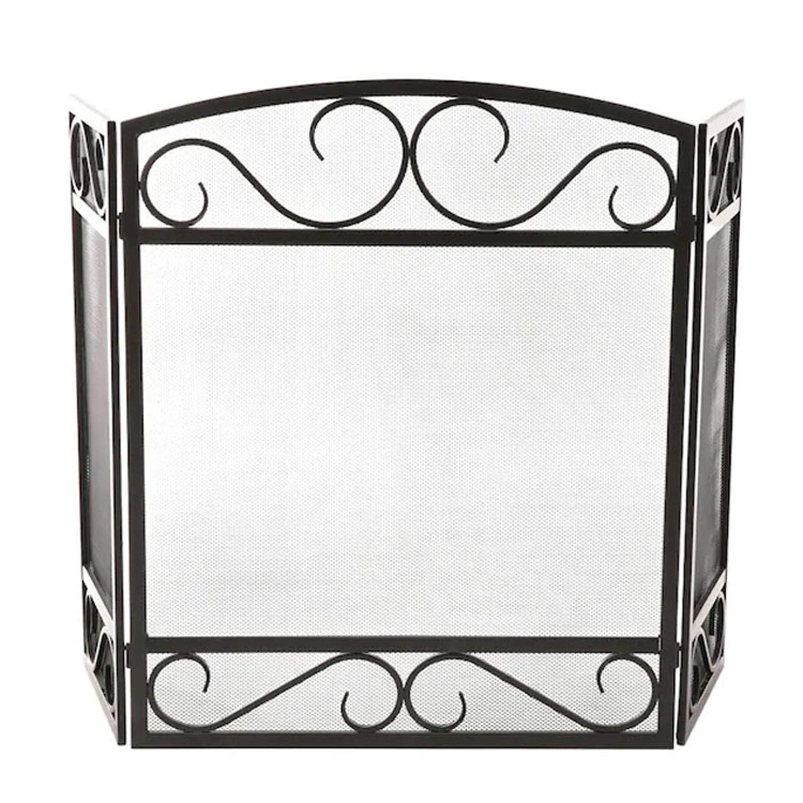 Schermi per Caminetti di Guardia Schermo pieghevole a 3 pannello in ferro for camino Schermo pieghevole Schermo divisorio, 31,5 pollici × 48,8 pollici, nero Accessori per Caminetti in Rete Decorativa