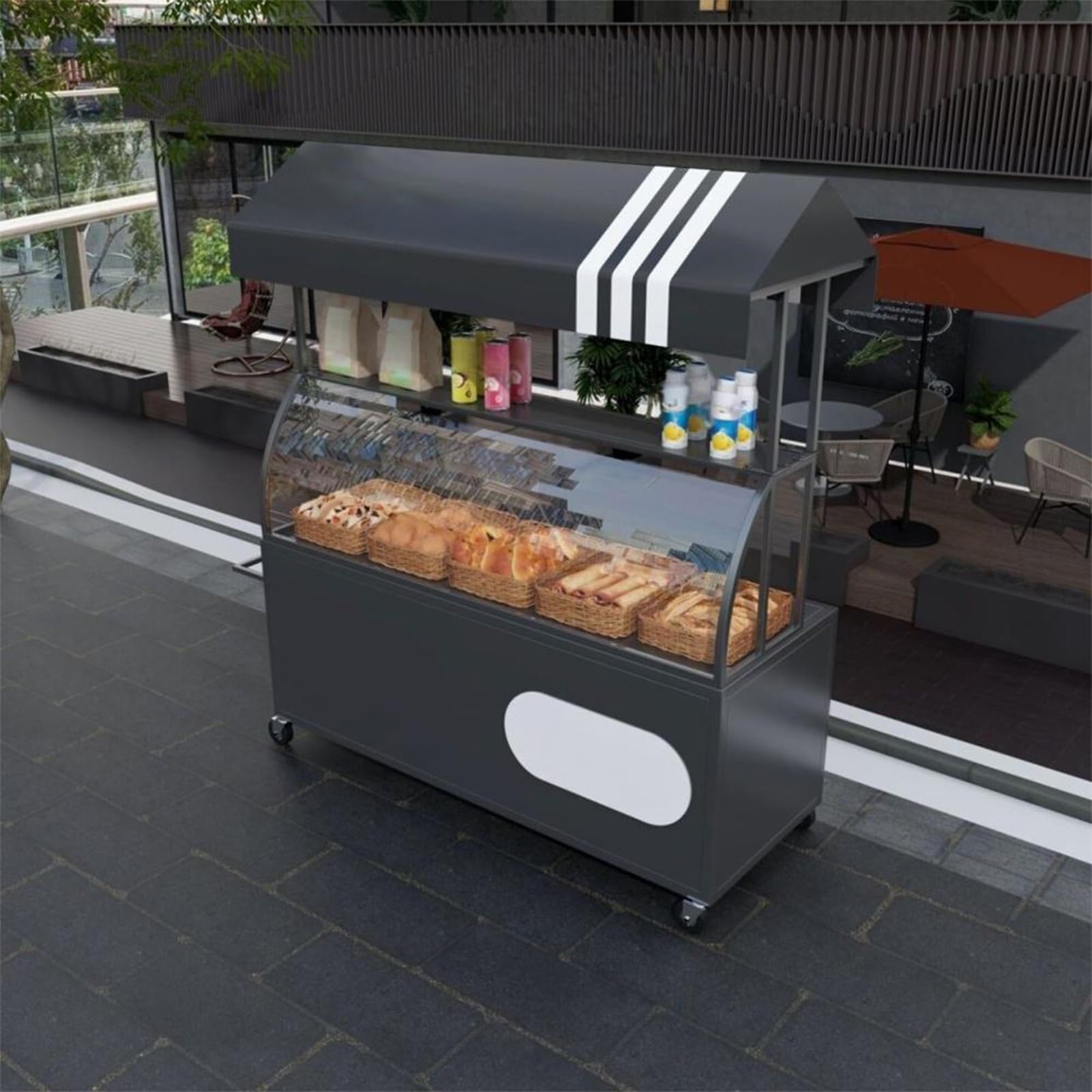 le Carrello alimentare con tettoia, Display venditore ambulante per eventi e vendite all'aperto, Stand alimentare portatile, Rimorchio alimentare commerciale, Food Truck Equint