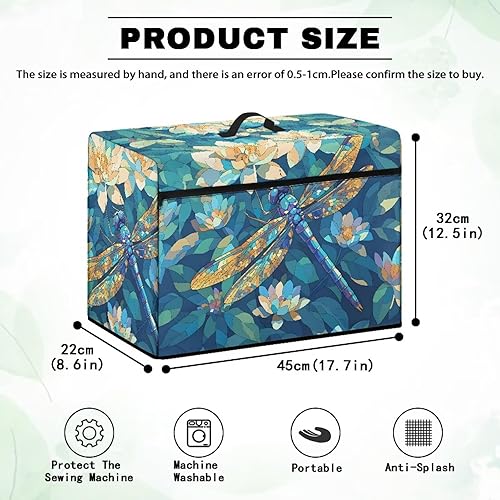 Miniatura 183 de Funda para máquina de coser de mariposas y flores con prácticos bolsillos, funda protectora con asa, para la mayoría de máquinas de coser estándar
