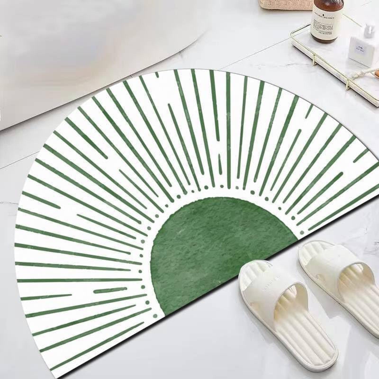 Tapis demi-cercle vert 60x90cm antidérapant pour sécuriser le pas de porte