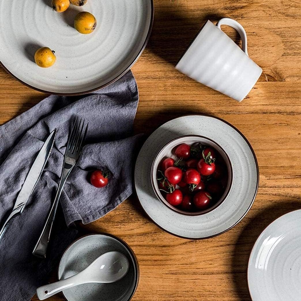 Zastawa stołowa, zestaw naczyń, zastawa stołowa w stylu vintage, szaro-ceramiczna, 28 części, zestaw talerzy i misek