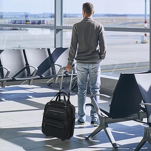 Miniatura 6 de KROSER - Equipaje de mano multifuncional para mujer, ligera, maleta para colocar debajo del asiento, 16 pulgadas, Negro -