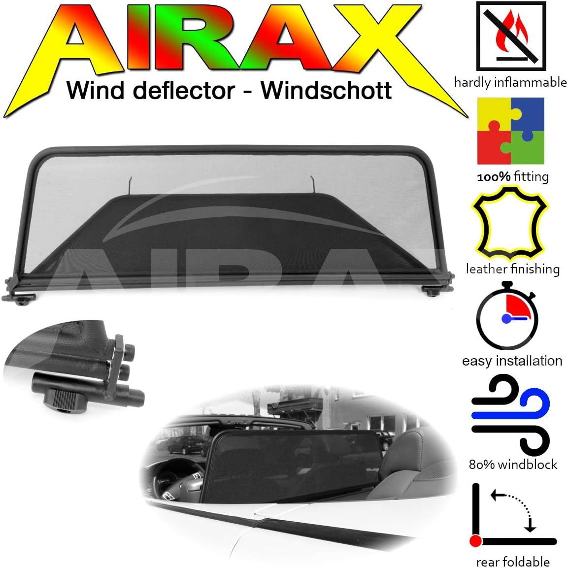 AIRAX Saab 9-3 II Wind Deflector with Quick Release