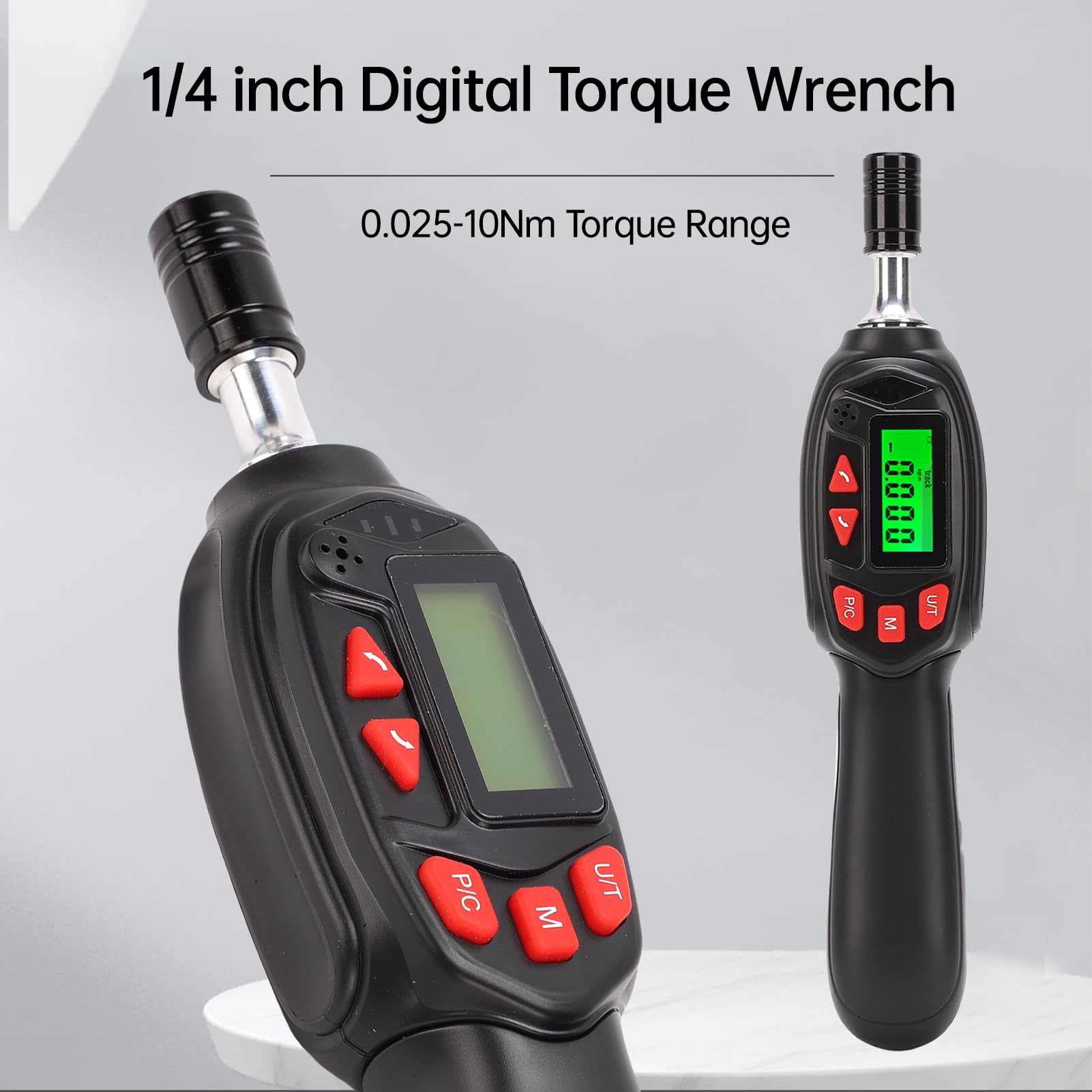 Luocute Cyfrowe Wkrętaki Dynamometryczne, 1/4 Cala 0,025 10 Nm z Wyświetlaczem LCD TRACK Tryby Wstępne Automatyczna Kalibracja, 10 Nasadek Sześciokątnych 19 Bitów Sześciokątnych do (32 częściowy