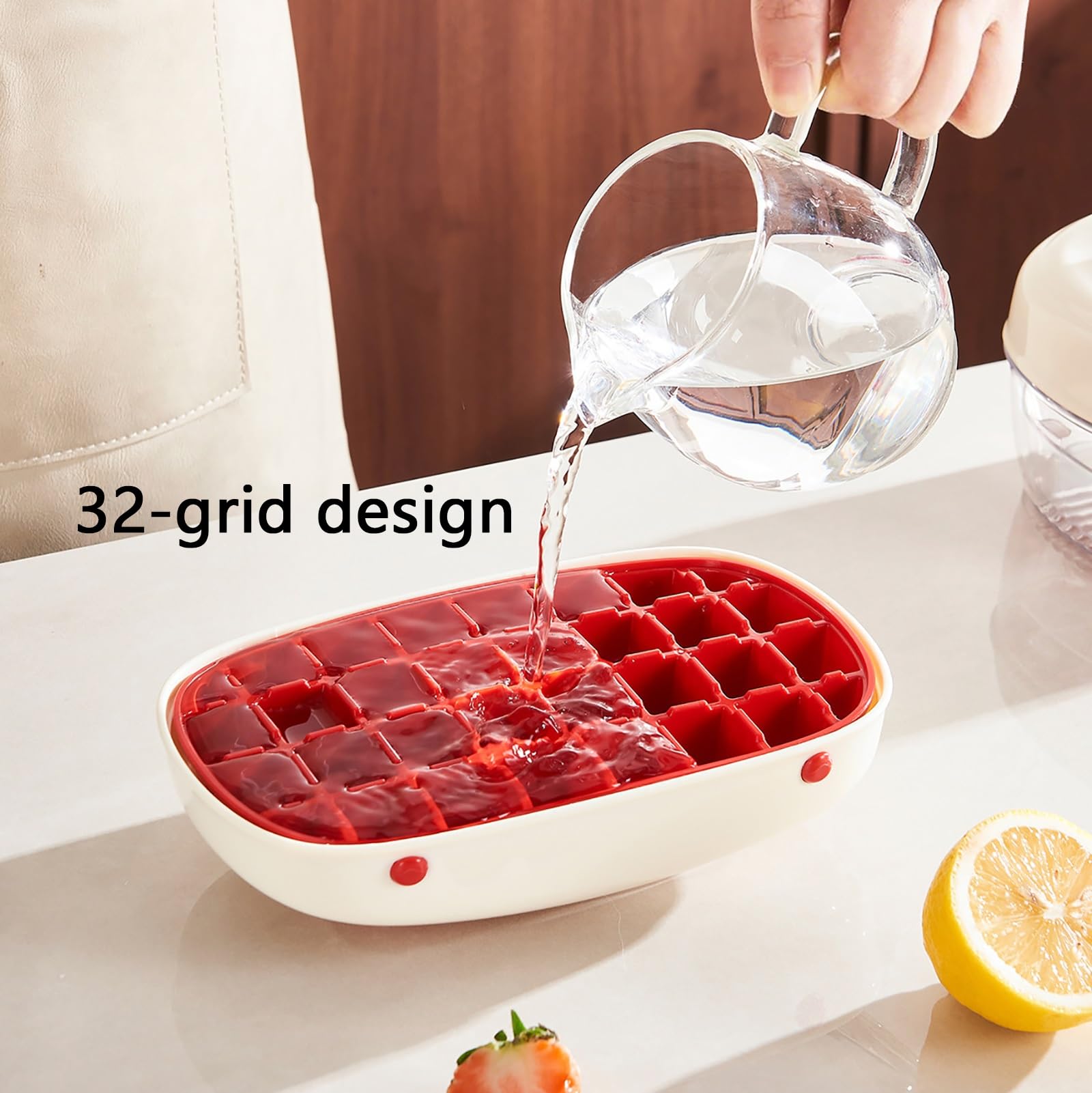 Moldes Helados, Molde para Helados, con Tapa | Fáciles de Limpiar, Desmoldado Rápido, para Uso en Casa, Bar, Cocina y Refrigerador(Red)