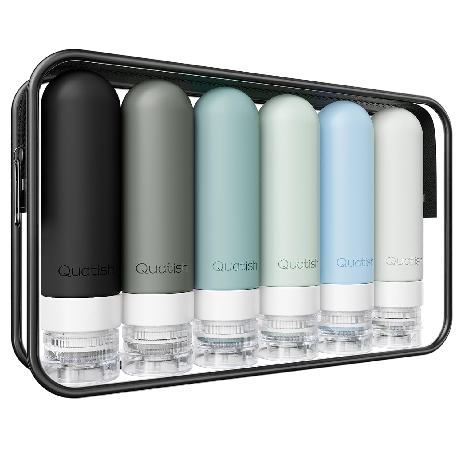 Quatish Travel Bottles for Toiletries 6 Pack Original Patented Leakproof 3 oz Tsa Approved Travel Size Containers BPA