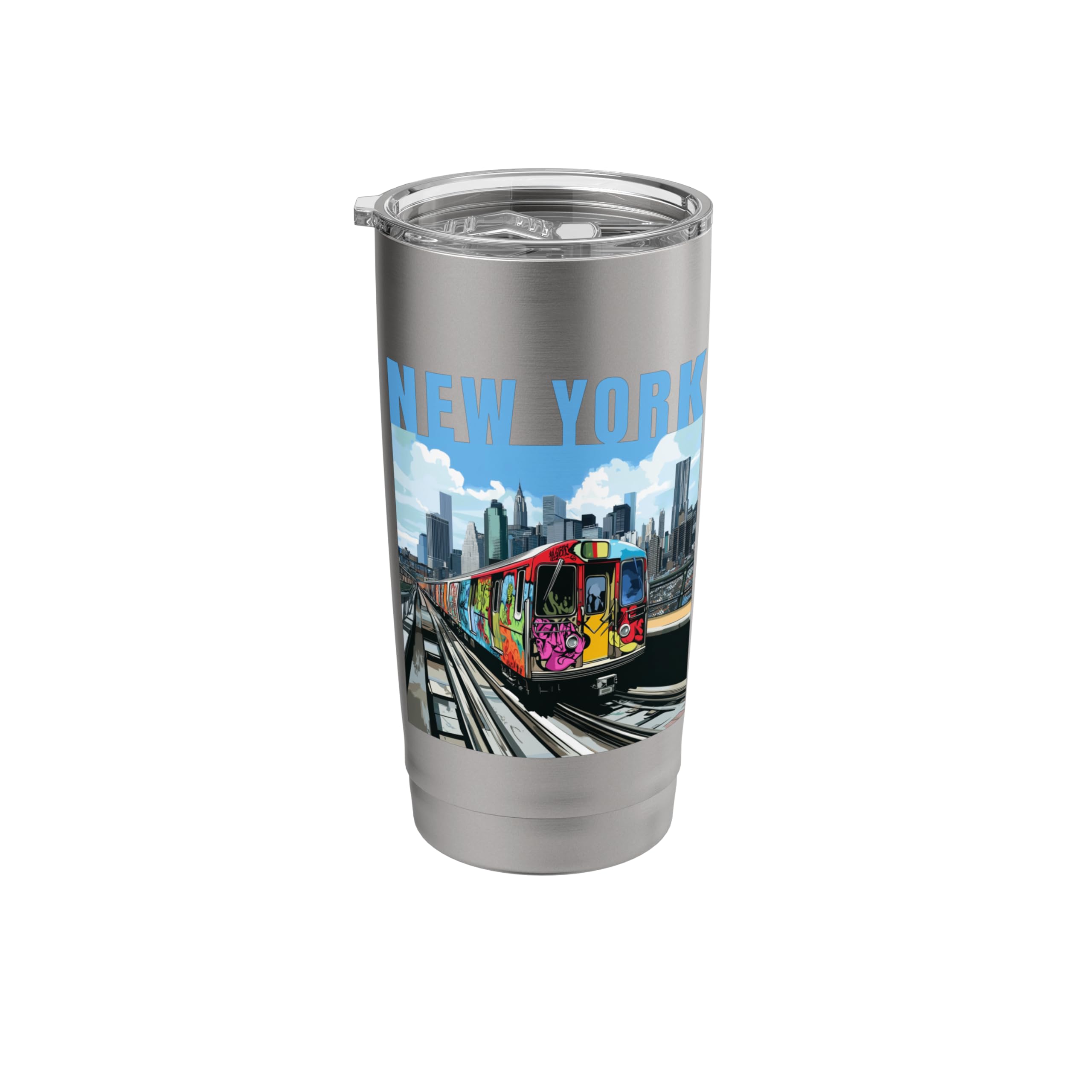 NYC Skylines, New York train graffiti style, New York Stainless Steel Insulated Tumbler