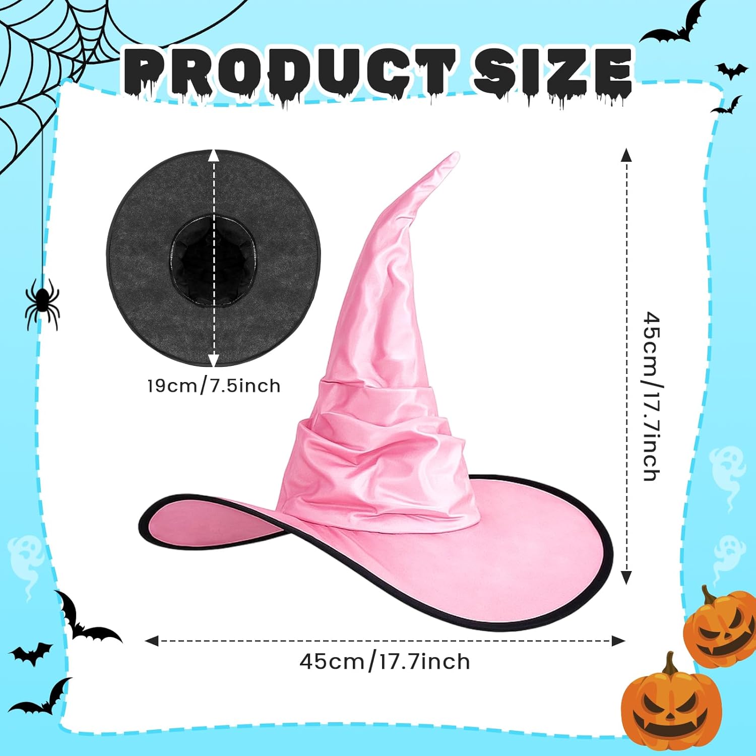 Newcotte 3 Pcs Pastel Halloween Witch Hat for Women Pink Purple Blue Wizard Hat Costume Accessories for Halloween Cosplay Party - Image 2
