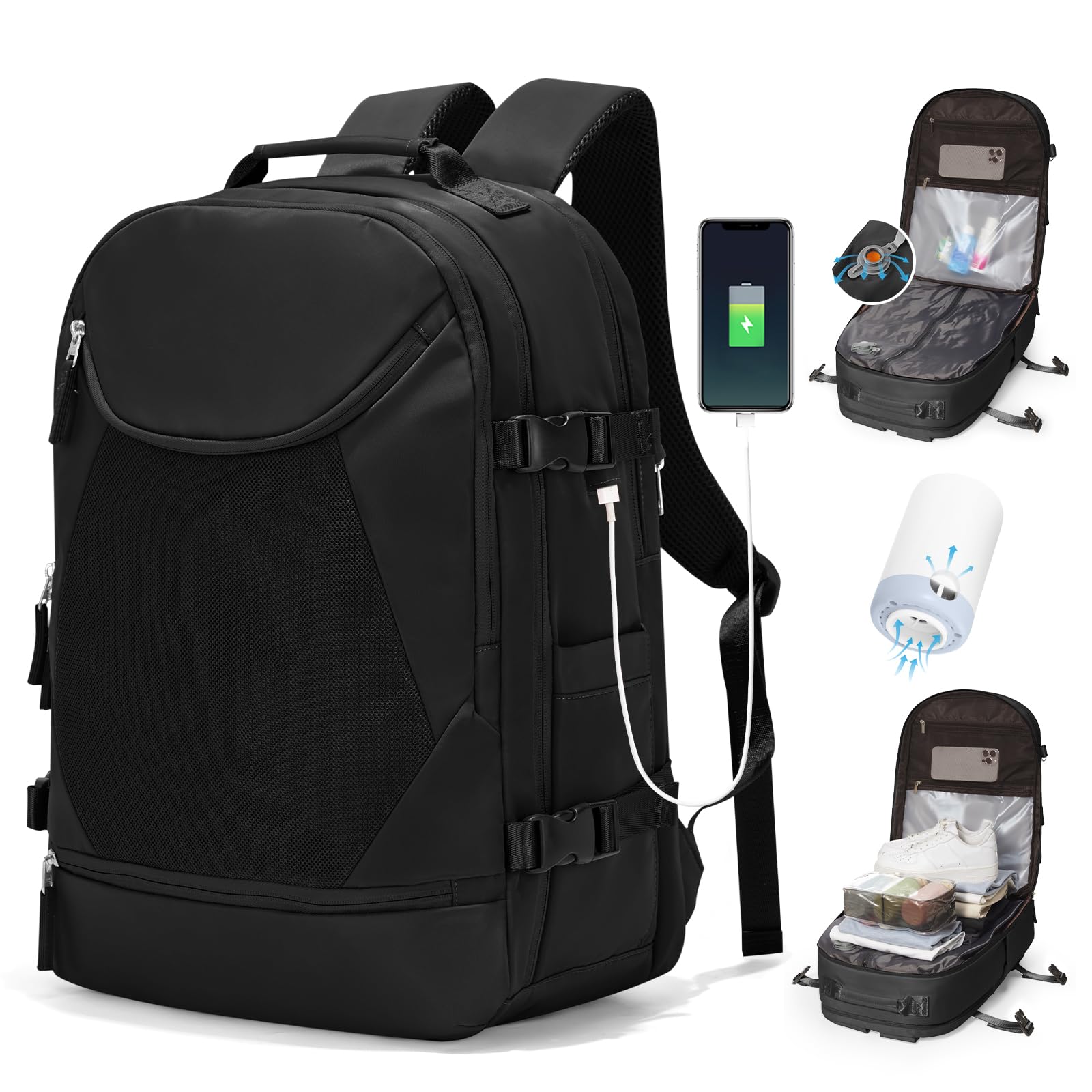 BJLFS Borse da Cabina per Ryanair 40x30x20 Zaino Wizzair Sottovuoto da viaggio 40x20x25 Bagaglio a Mano con compressione sottovuoto,Zaino Easyjet 45x36x20,Zaini Casual per laptop da 14 pollici