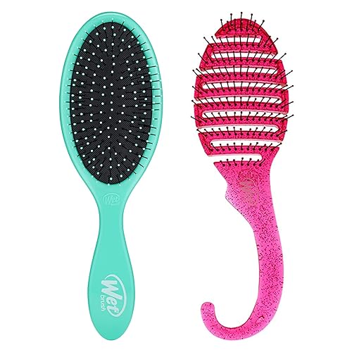 Wet Brush Aqua + Detangler para ducha (purpurina rosa)