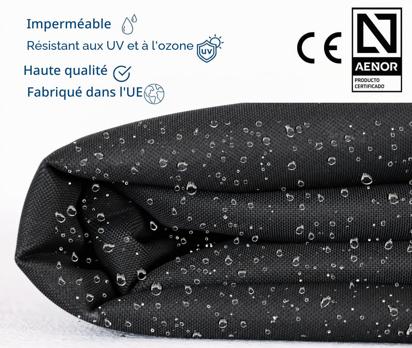 Film imperméabilisant en EPDM 2 x 2 m noir de 0,8 mm et 200 g/m² de géotextile | Haute élasticité | Résistance aux UV et aux températures extrêmes | Idéal pour étangs, réservoirs et