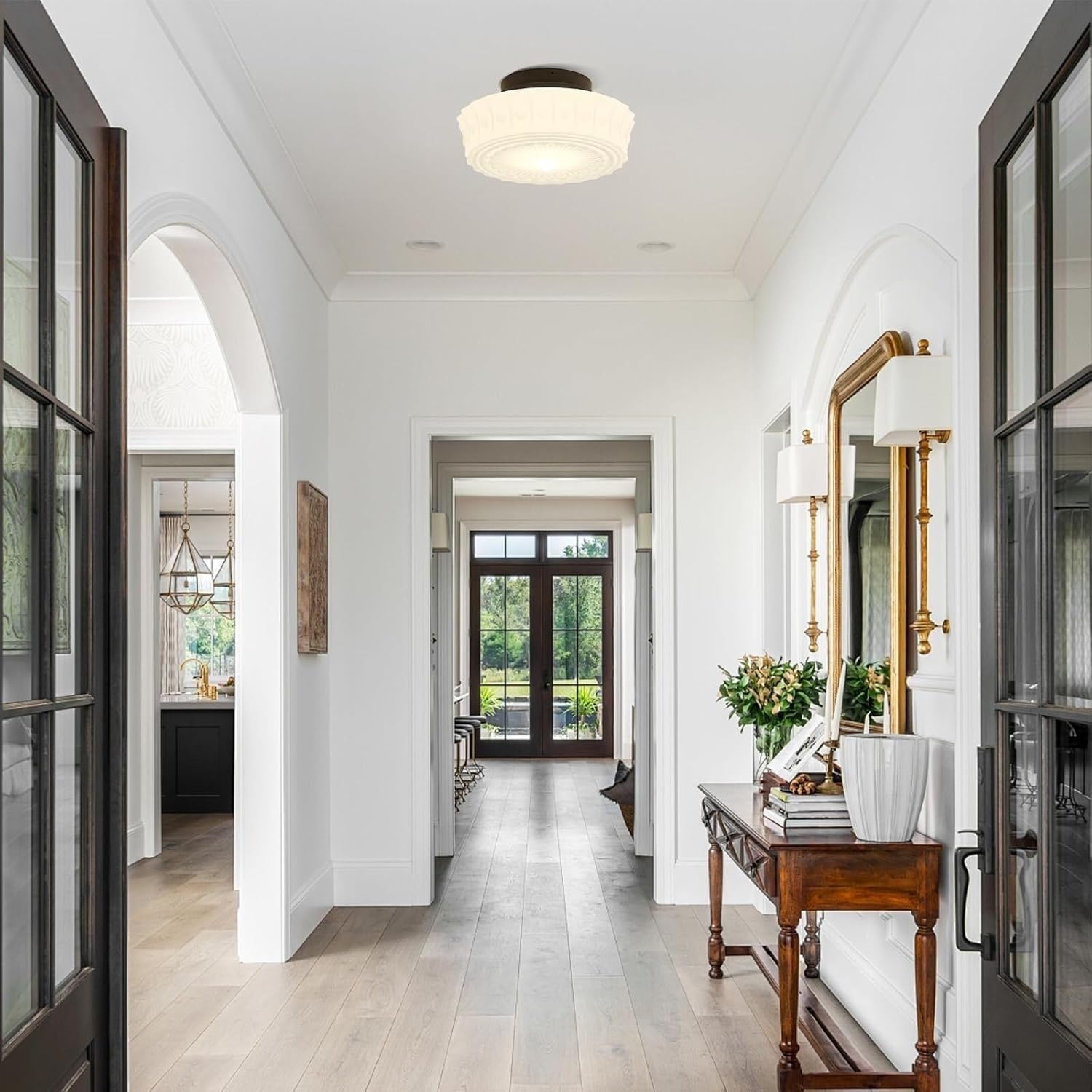 Mid Century Light Fixtures Flush Mount Ceiling L Ceiling Lamp Milk Glass Light Fixture Drum Ceiling Light Fixture Schoolhouse Glass Flush Mount Ceiling Light for Living Room Bedroom Kitchen Dining Roo