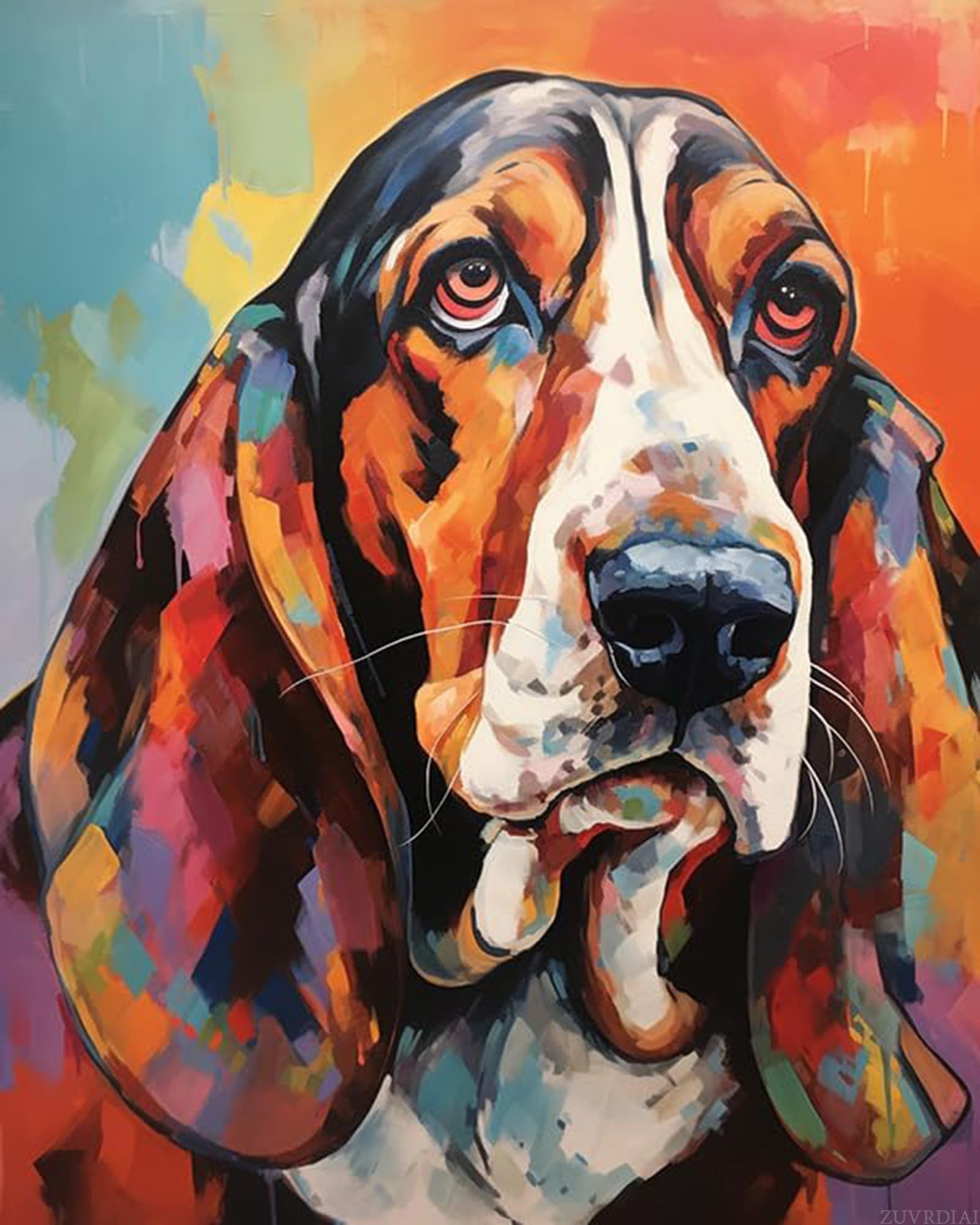 ZUVRDIAI Paint by Numbers for Adults, Animal Dog, Basset Hound, Paint by Numbers on Canvas, DIY Paintwork Drawing Art for Beginner Gift, 40x50cm,