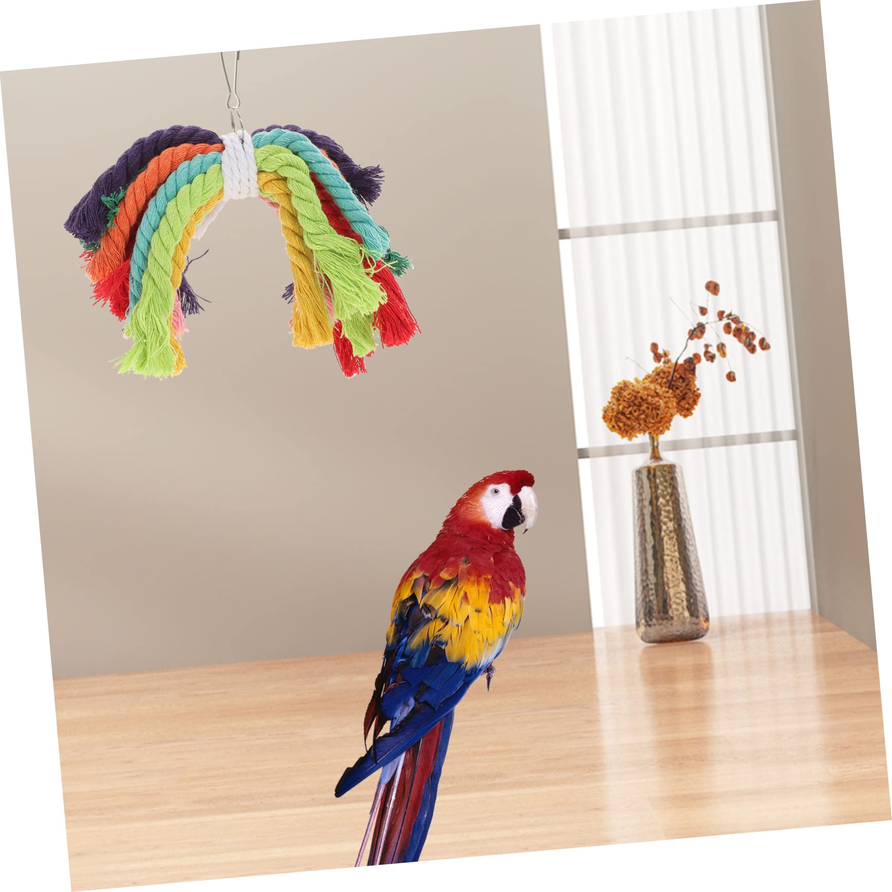 ABOOFAN 5pièces Jouet à Mâcher Coton pour Perroquet Accessoire De Jeu Sécurisé pour Oiseaux Convient Aux Perroquets Cacatoès Et Petits Oiseaux Installation Facile avec Boucle