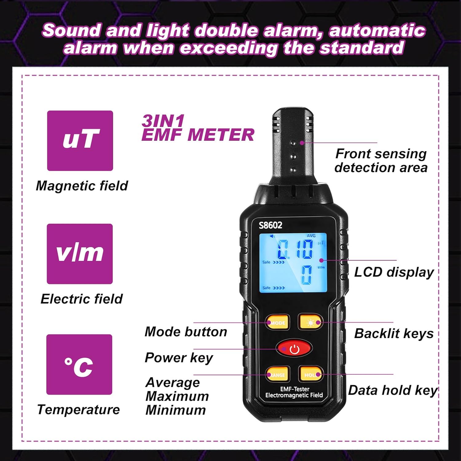 3 Pcs Ghost Hunting Equipment Kit Includes 1 Pcs 8GB Audio Recorder 1 Pcs Emf Detector Emf Meter Magnetic Field Detector 1 Pcs Fm Radio EVP Recorder for Paranormal Research (Emf Meter1)