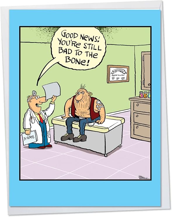NobleWorks Jumbo Get Well Card - Bad To The Bone Oversized 8.5x11 Inch Greeting Card