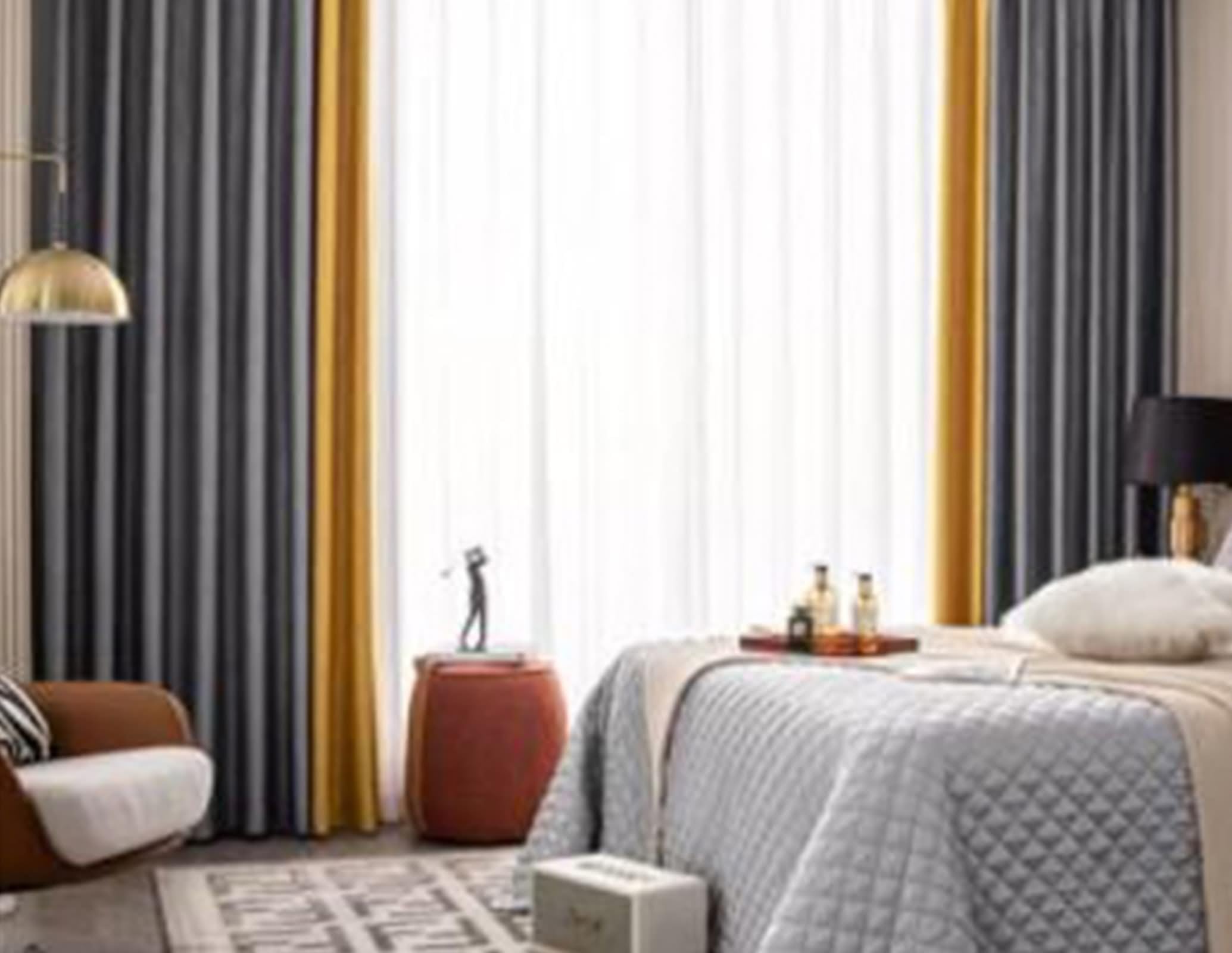 Tende per soggiorno 84, tende per camera da letto elegante texture grigio giallo boho tende per soggiorno ciniglia 2 pannelli 132 x 213 cm L