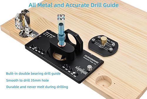 Miniatura 3 de Plantilla de bisagra oculta de metal con adaptador de vacío para polvo, bisagra de puerta oculta, plantilla de bisagra de gabinete de 1.378 in,