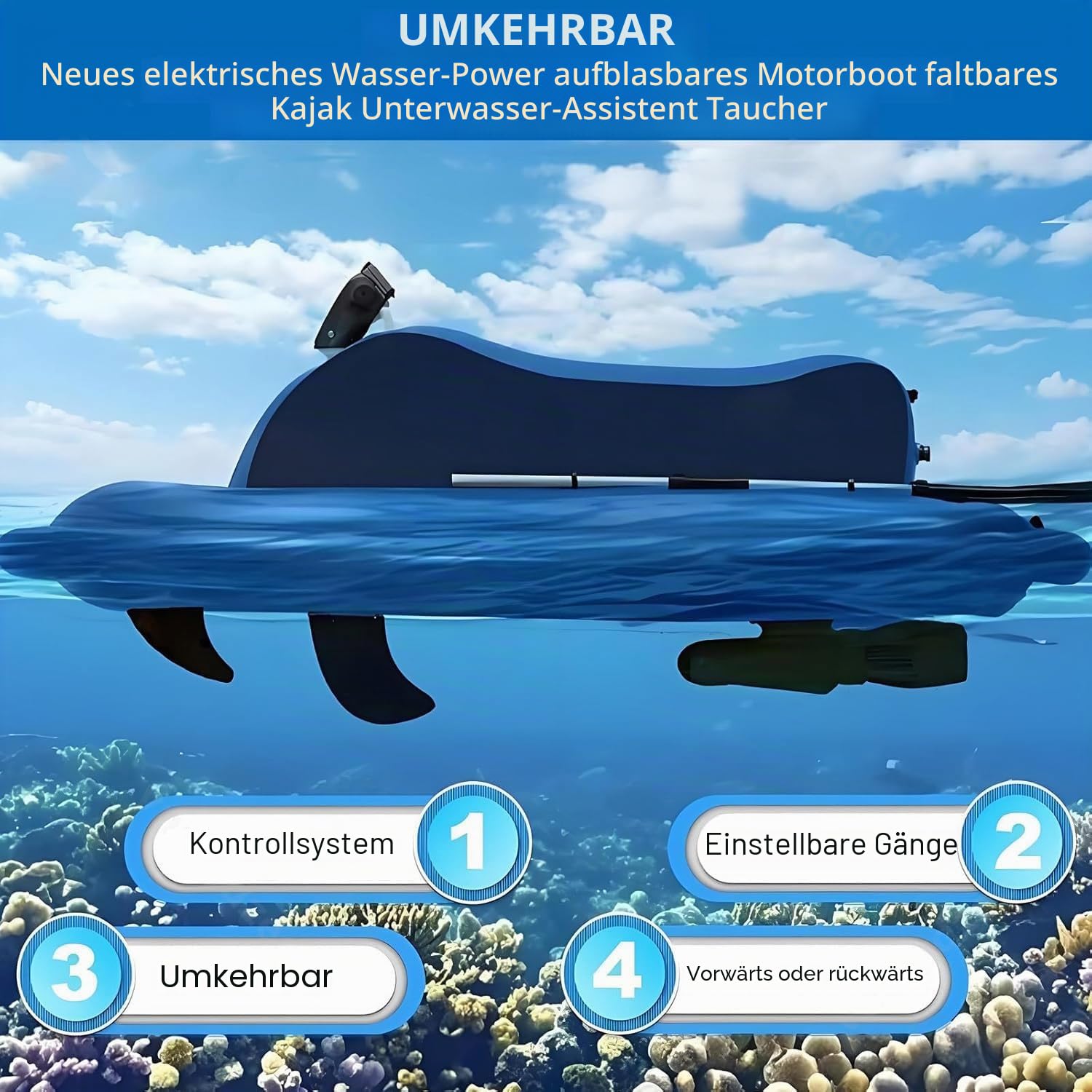 Jet-Ski mit Wasserstrahlantrieb, aufblasbares Jet-Boot, aufblasbarer Jet-Ski mit 500 W / 700 W Scooter und Paddel, 10.000 / 16.000 mAh Akku, Fernbedienung, 150 kg Tragkraft, Elektro-Motorboot 700W16Ah