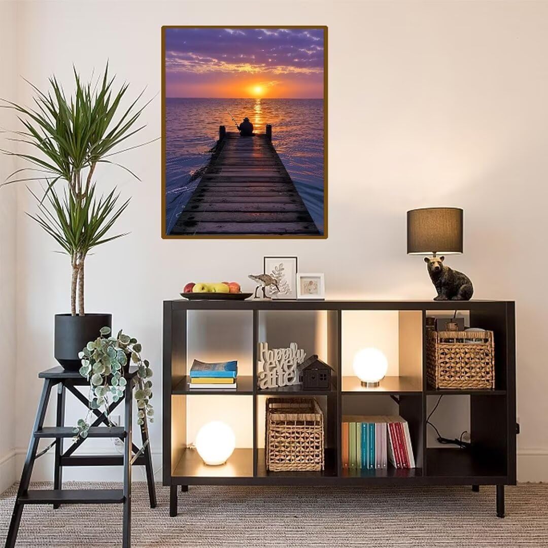 Diamond Painting Mar al atardecer Pintura Diamante Adultos, Diamond Painting Niños, Cuadros de Diamantes Kit Manualidades Adultos, para Navidad Decoración de La Pared Del Hogar Regalos 70x100cm t-4277