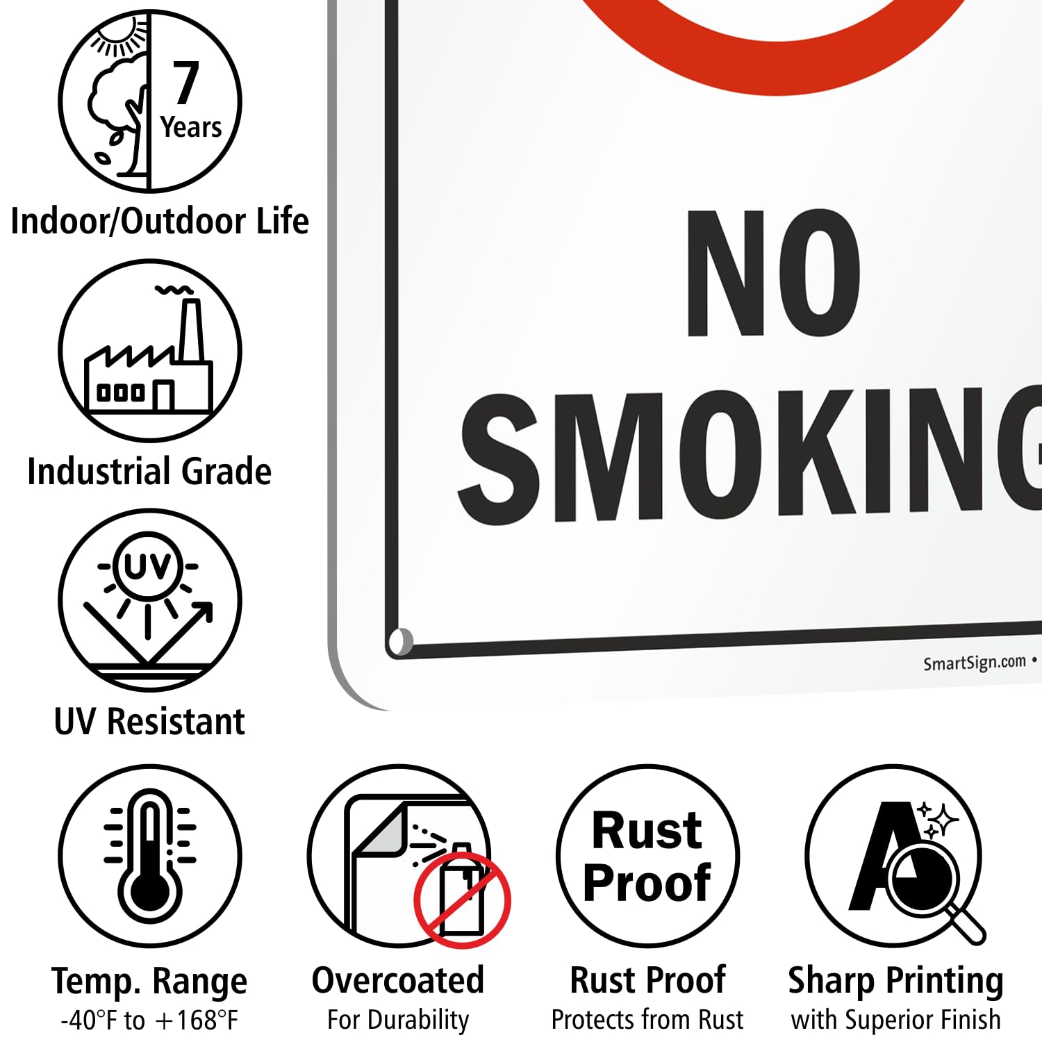 SmartSign "No Smoking" cartel | 7" x 10" aluminio (paquete de 4)