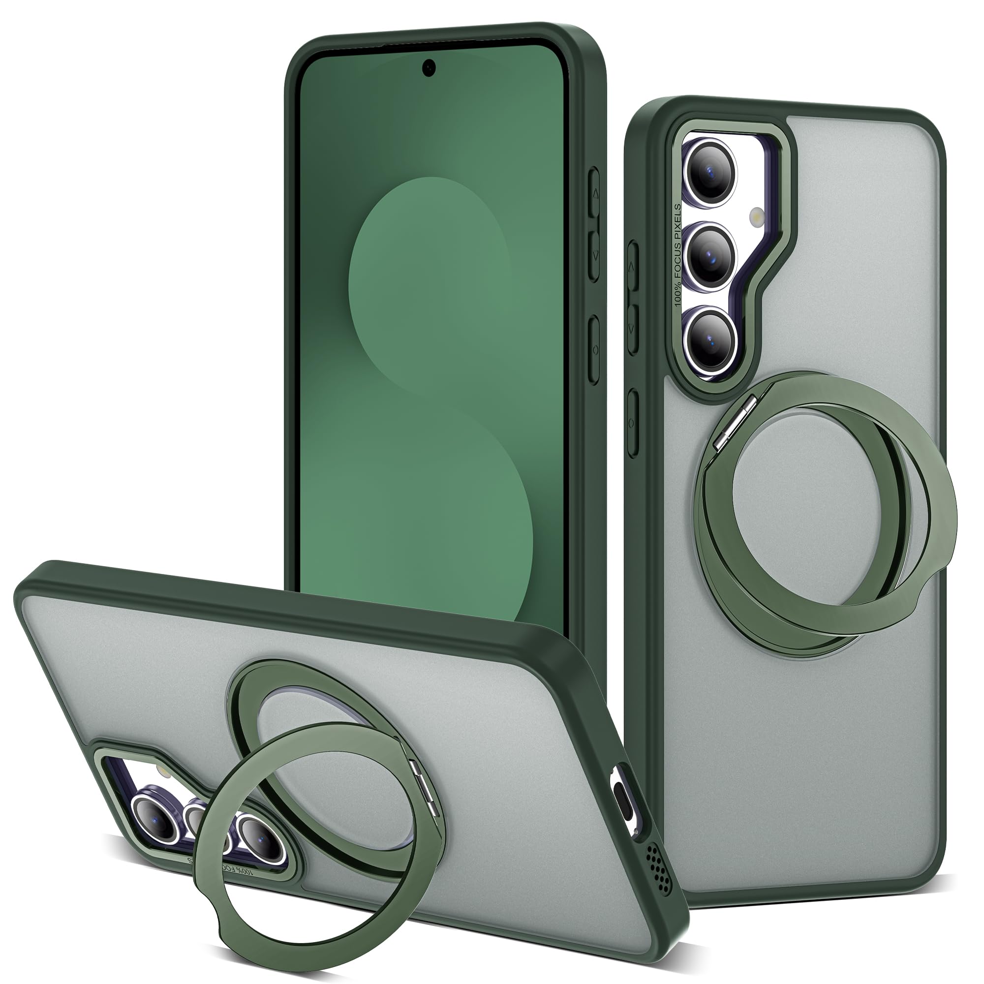 for Samsung Galaxy S25 FE Case with 360° Spin Stand,Dark Green