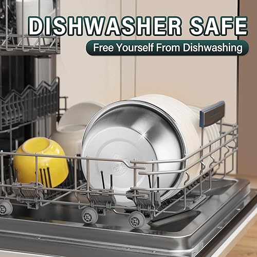 Miniatura 6 de Colador microporoso de acero inoxidable 304 con tazón para mezclar juego de colador de alimentos grande de 5 cuartos de galón para lavar y drenar