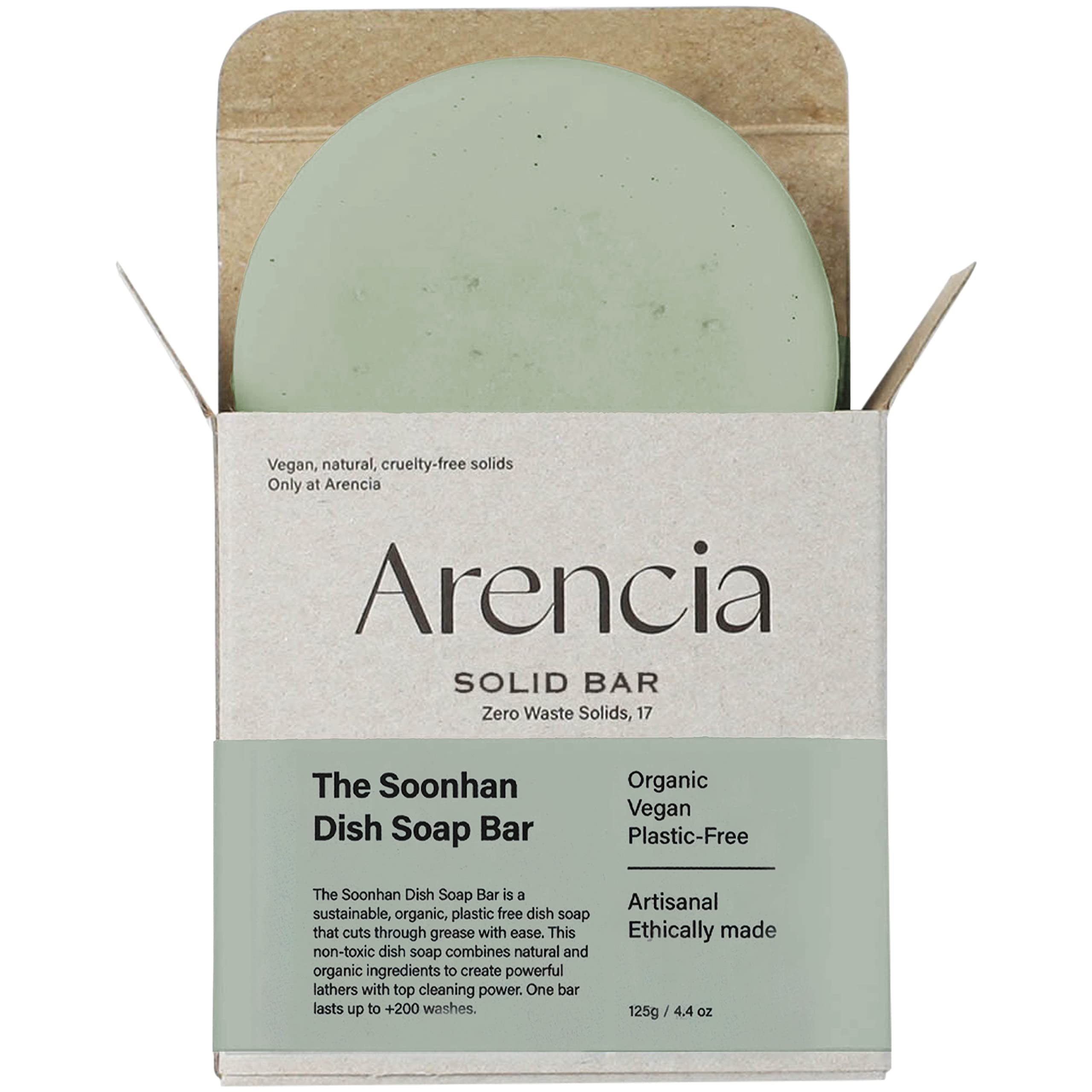ARENCIA Organic Natural Dish Soap Bar Non-Toxic Vegan Eco Kitchen Bar Sustainable Zero Waste Plant-Based Free of Fragrance