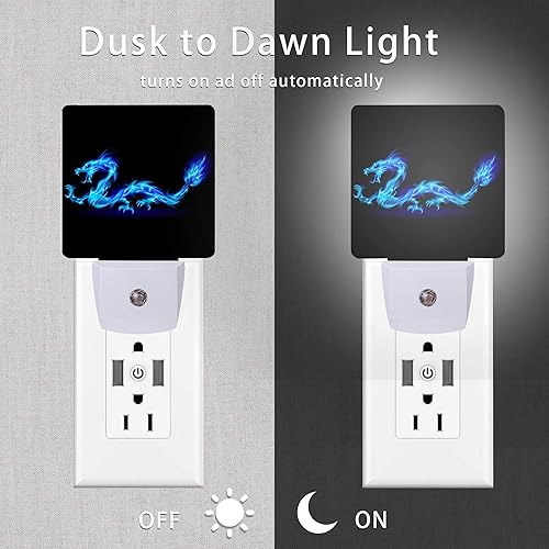 Miniatura 3 de Luz nocturna de dragón azul, luces nocturnas enchufables de 0.5 W, aptas para dormir, para niños y niñas, luz nocturna LED con sensor de atardecer a