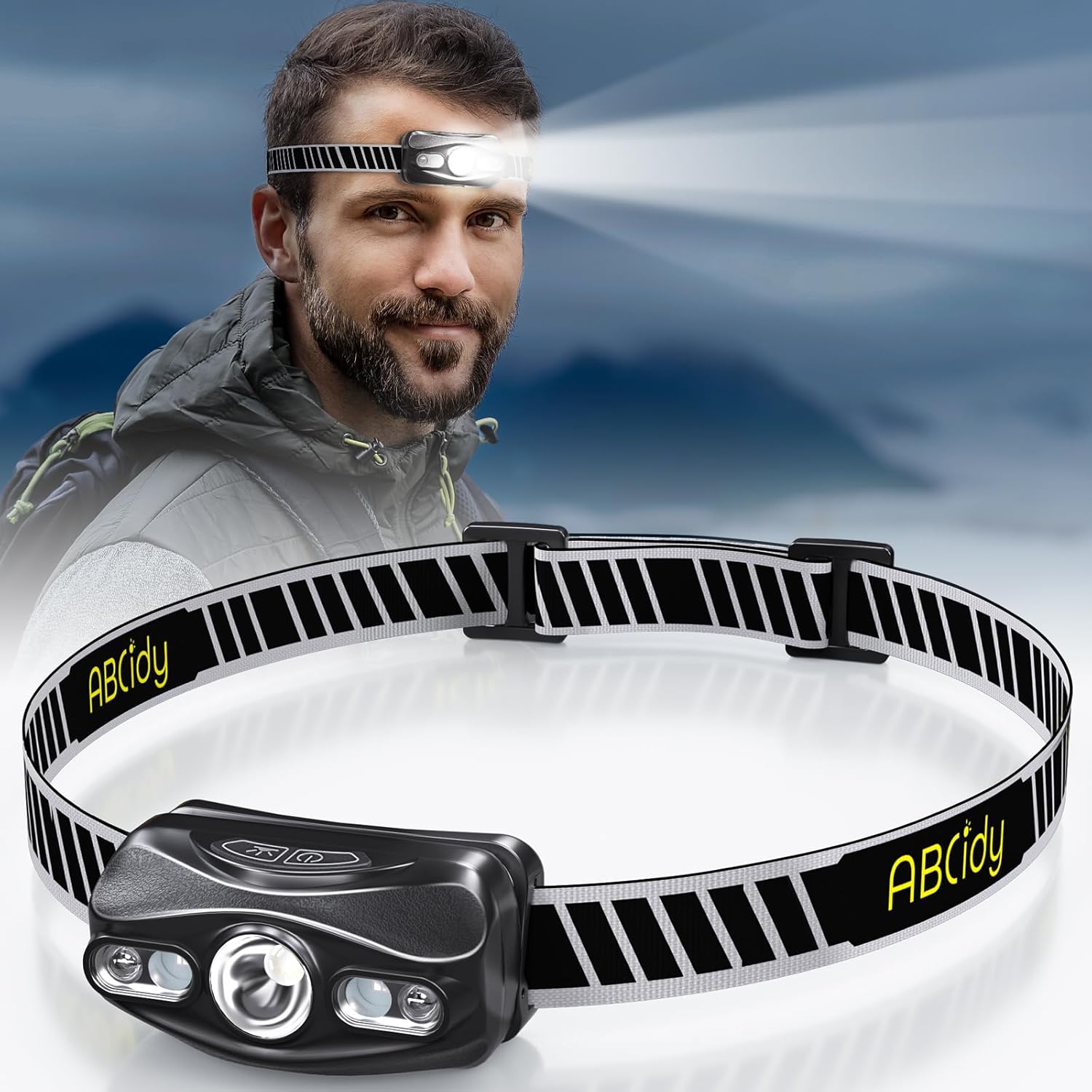 ABCidy LED Headlamp, Motion Sensor Headlight with 5 Modes